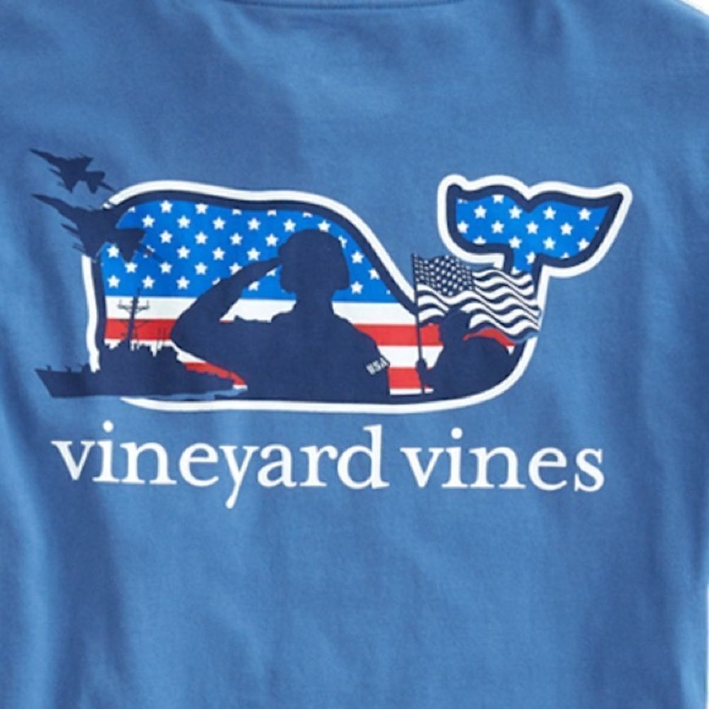 Vineyard Vines | Blue Adult Long-Sleeve Veterans Pocket T-Shirt | S